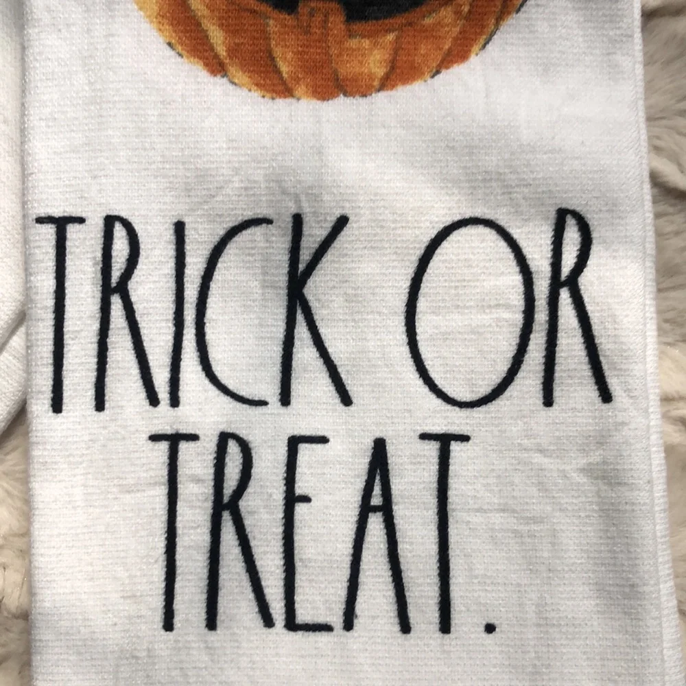 Rae Dunn TRICK OR TREAT kitchen towels
